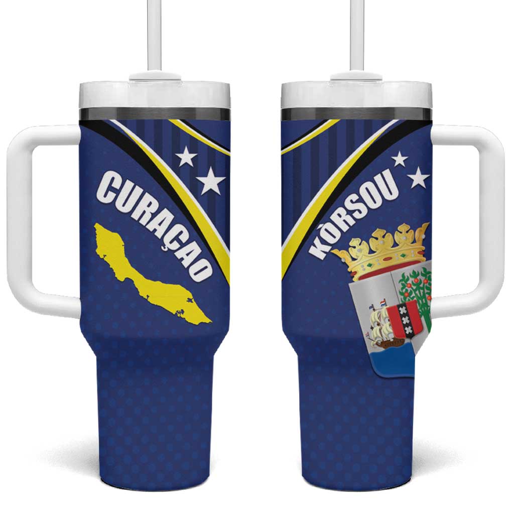 Curacao Flag Day Tumbler With Handle Korsou Map Simple Style
