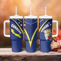 Curacao Flag Day Tumbler With Handle Korsou Map Simple Style