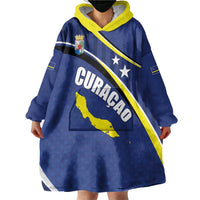 Curacao Flag Day Wearable Blanket Hoodie Korsou Map Simple Style
