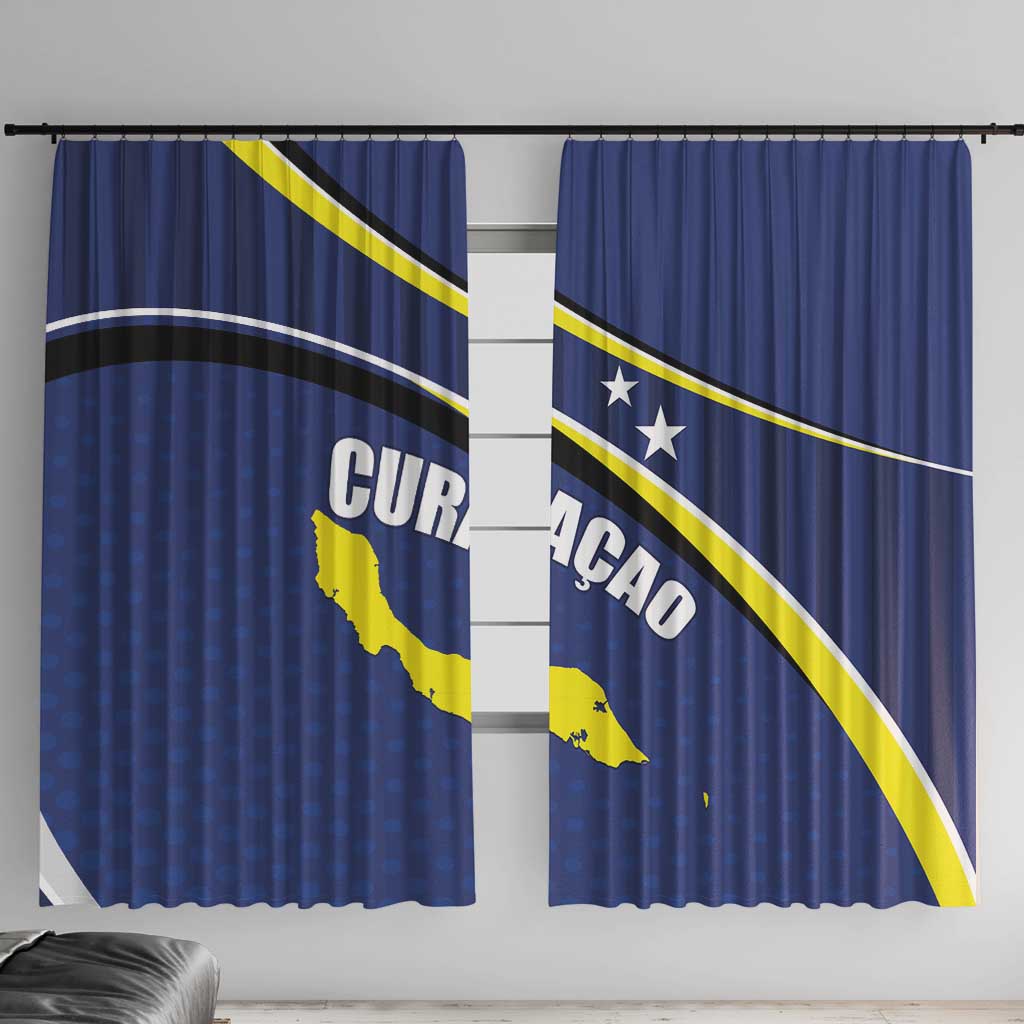 Curacao Flag Day Window Curtain Korsou Map Simple Style