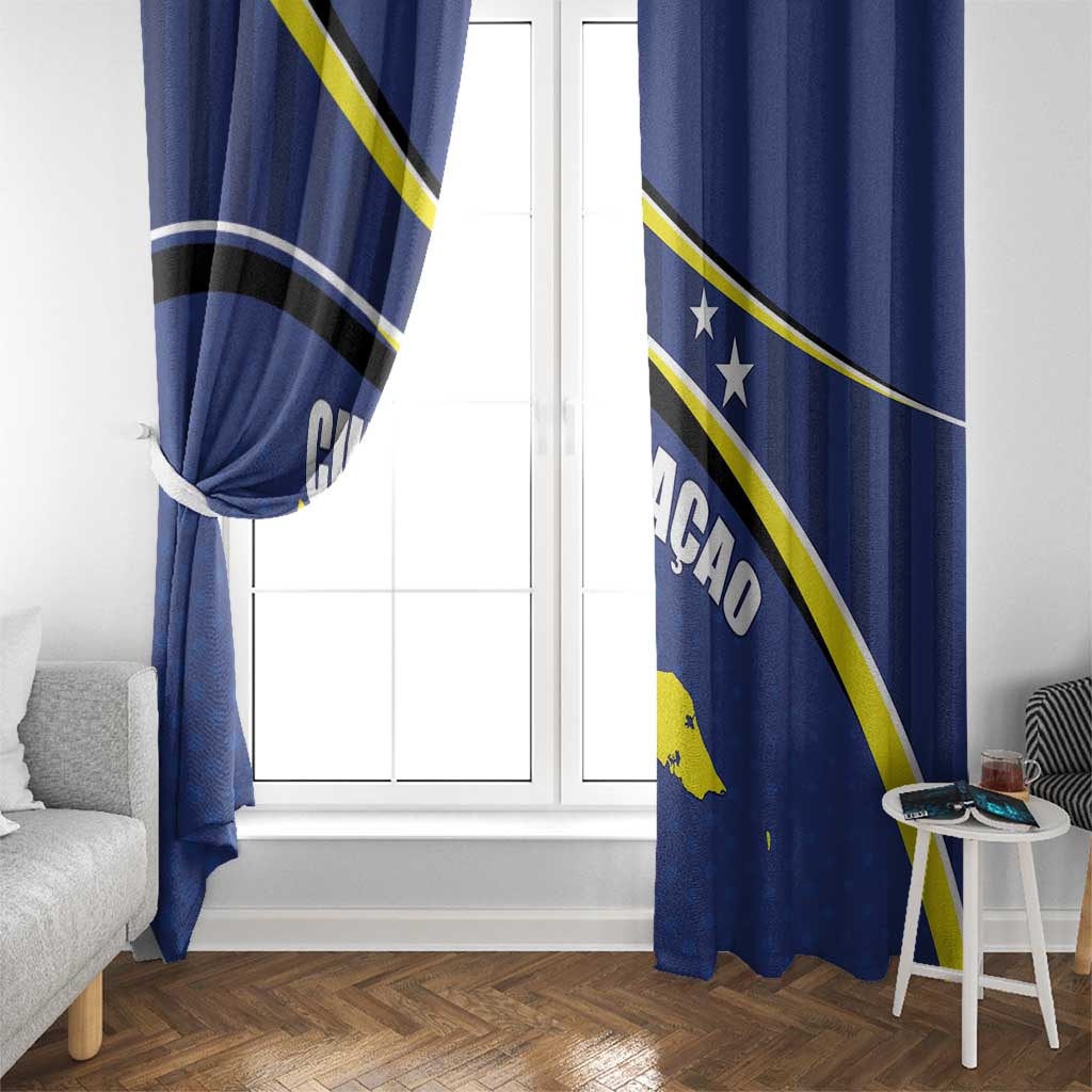 Curacao Flag Day Window Curtain Korsou Map Simple Style