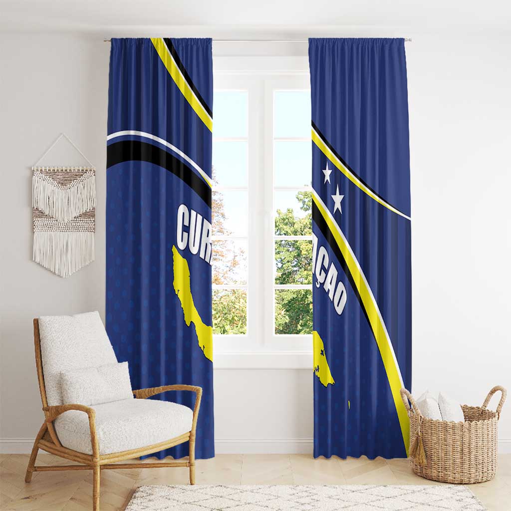 Curacao Flag Day Window Curtain Korsou Map Simple Style