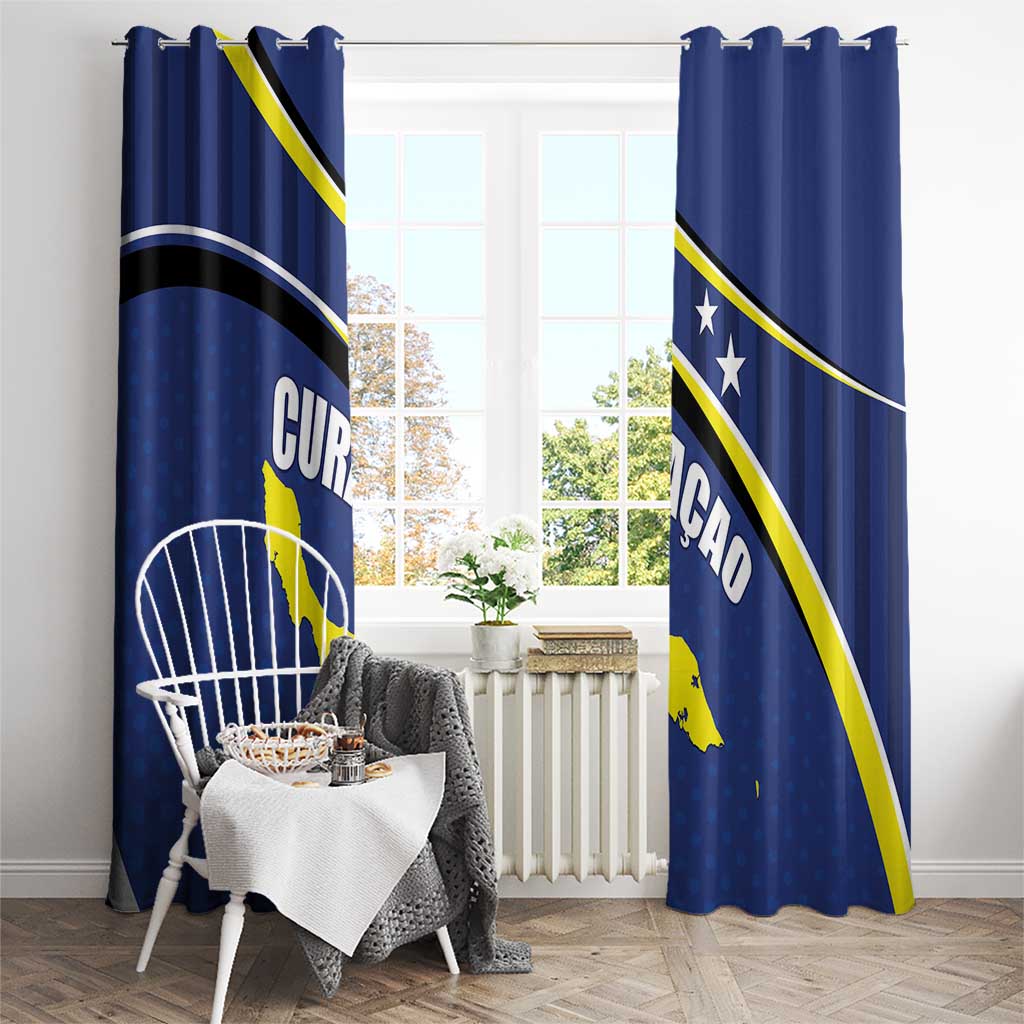 Curacao Flag Day Window Curtain Korsou Map Simple Style