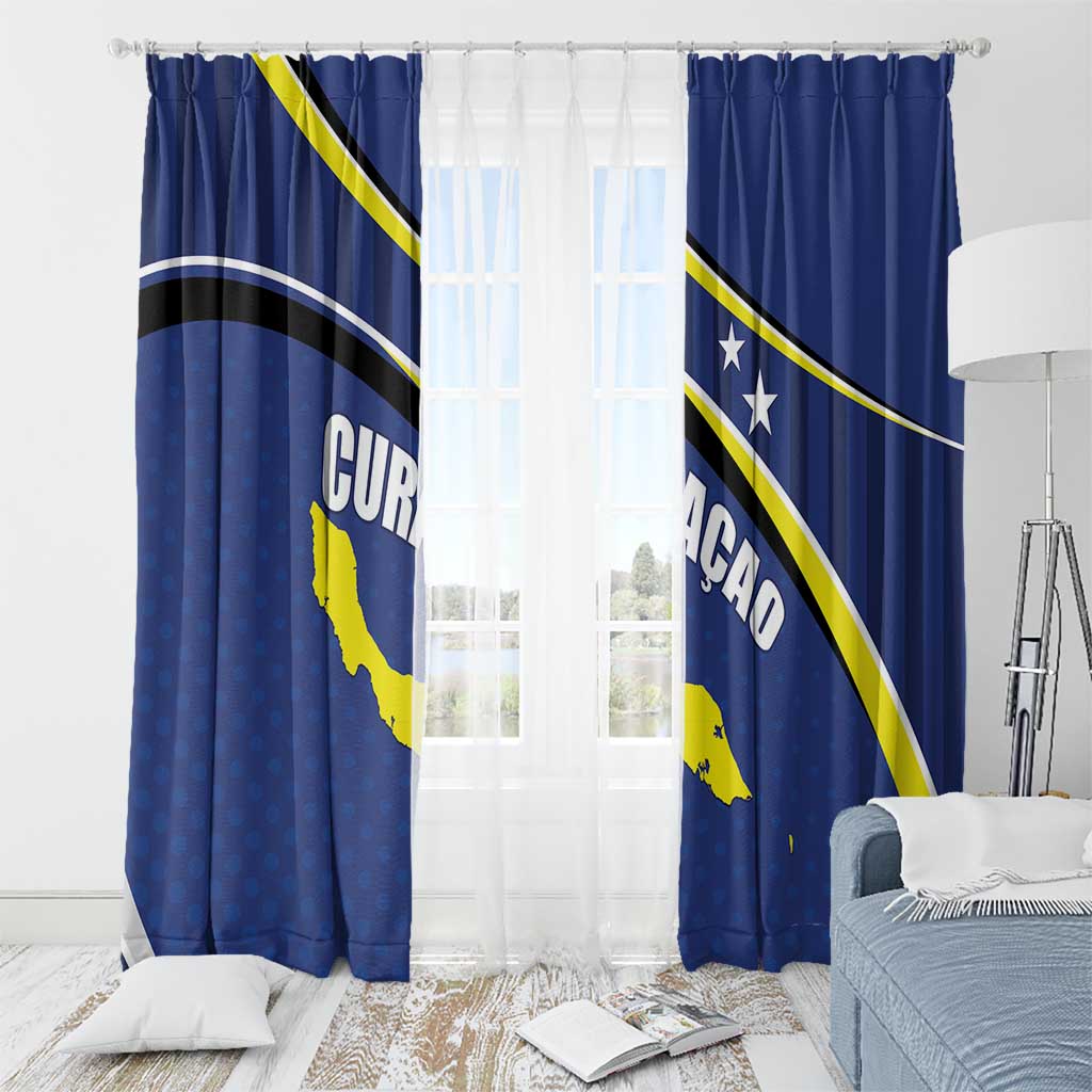 Curacao Flag Day Window Curtain Korsou Map Simple Style