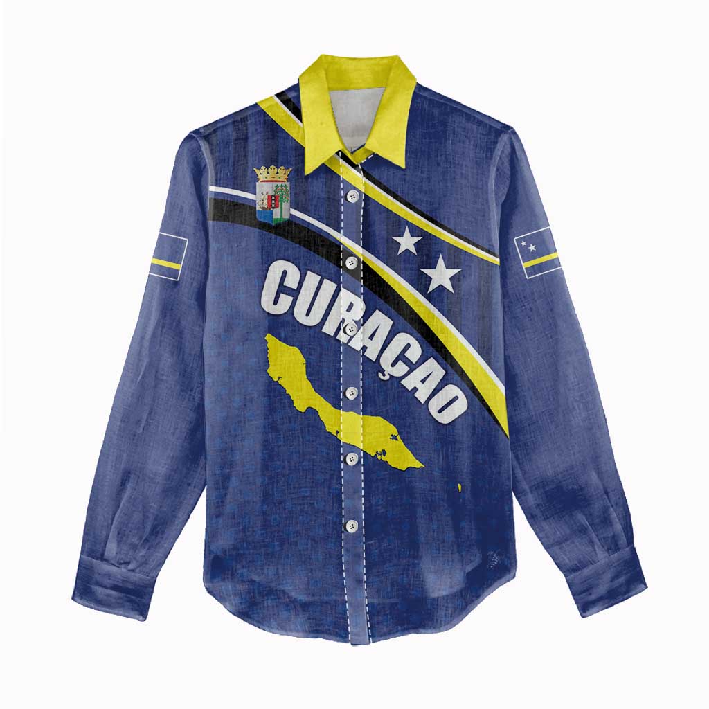 Curacao Flag Day Women Casual Shirt Korsou Map Simple Style