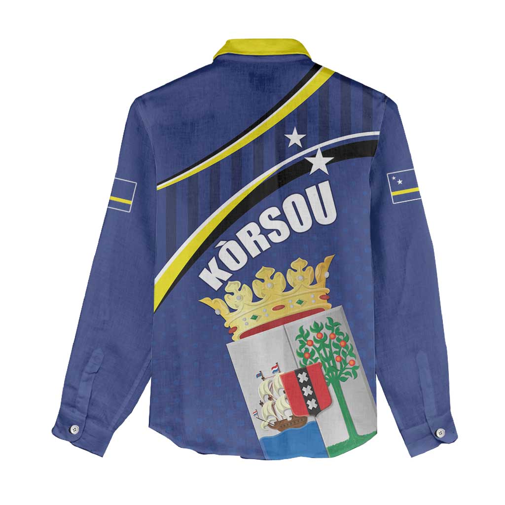 Curacao Flag Day Women Casual Shirt Korsou Map Simple Style