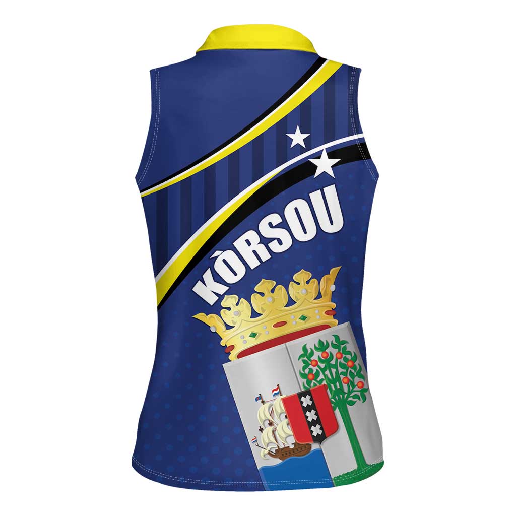 Curacao Flag Day Women Sleeveless Polo Shirt Korsou Map Simple Style