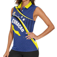 Curacao Flag Day Women Sleeveless Polo Shirt Korsou Map Simple Style
