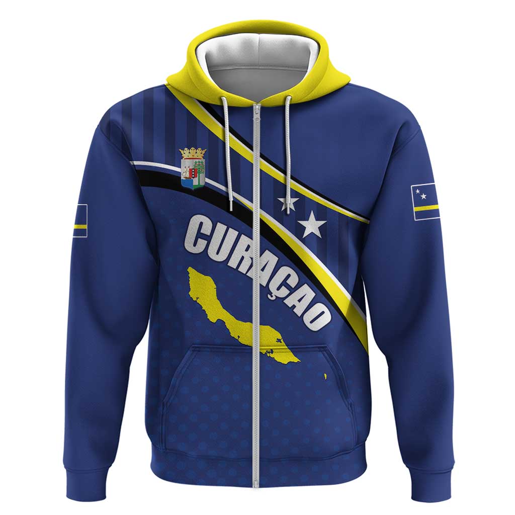 Curacao Flag Day Zip Hoodie Korsou Map Simple Style