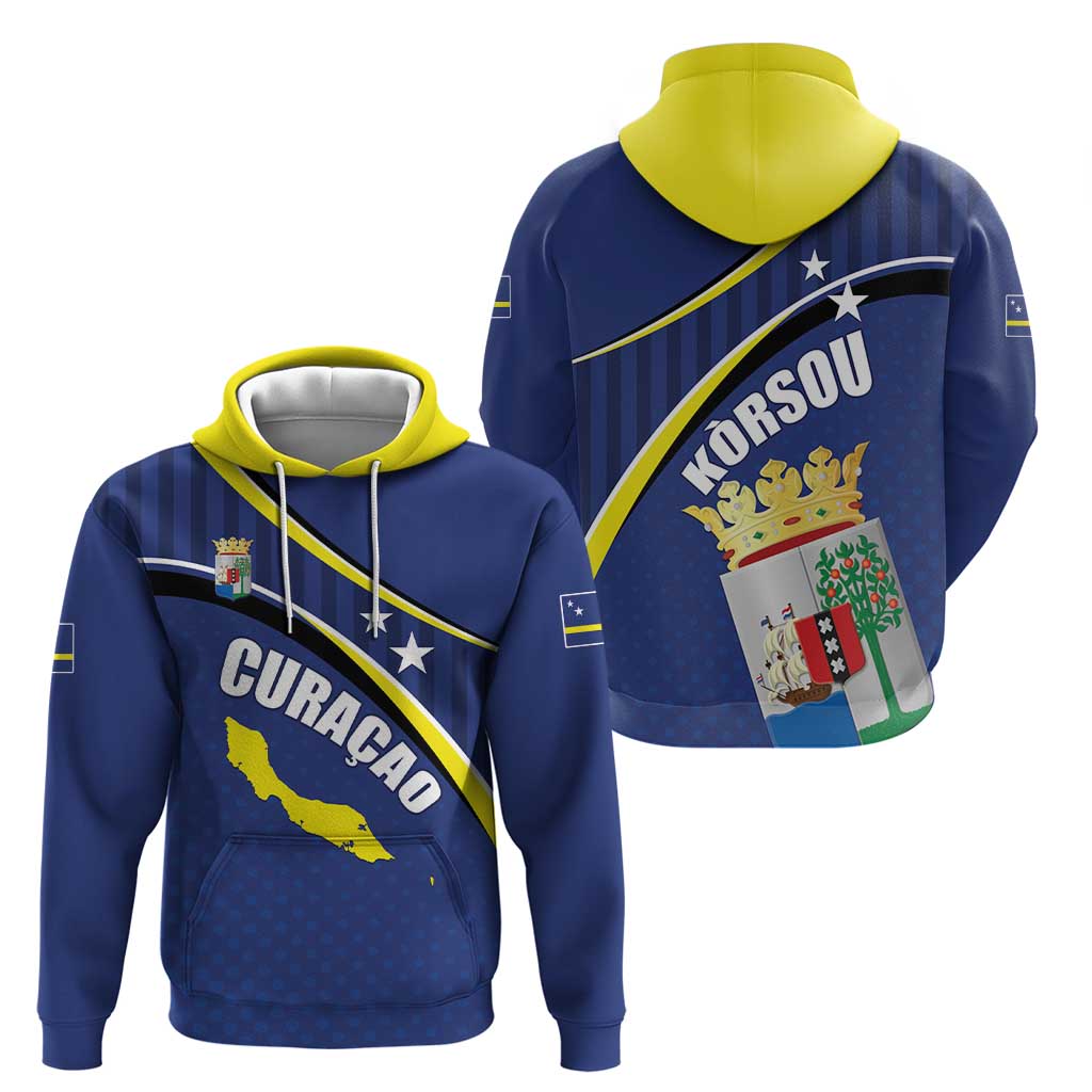 Curacao Flag Day Zip Hoodie Korsou Map Simple Style
