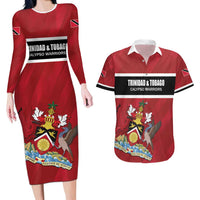 Custom Trinidad and Tobago Rugby Couples Matching Long Sleeve Bodycon Dress and Hawaiian Shirt Come On Calypso Warriors