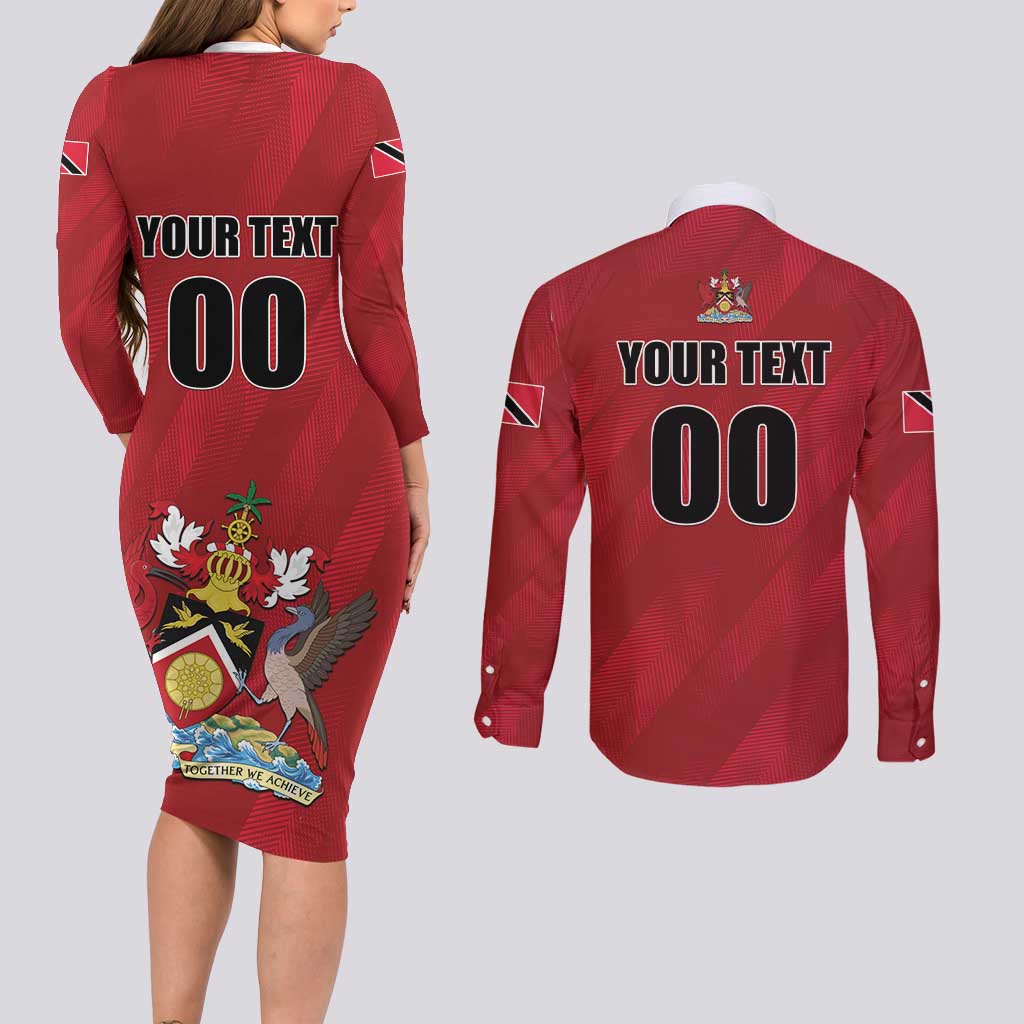 Custom Trinidad and Tobago Rugby Couples Matching Long Sleeve Bodycon Dress and Long Sleeve Button Shirt Come On Calypso Warriors