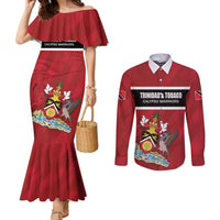 Custom Trinidad and Tobago Rugby Couples Matching Mermaid Dress and Long Sleeve Button Shirt Come On Calypso Warriors