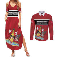 Custom Trinidad and Tobago Rugby Couples Matching Summer Maxi Dress and Long Sleeve Button Shirt Come On Calypso Warriors