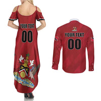 Custom Trinidad and Tobago Rugby Couples Matching Summer Maxi Dress and Long Sleeve Button Shirt Come On Calypso Warriors
