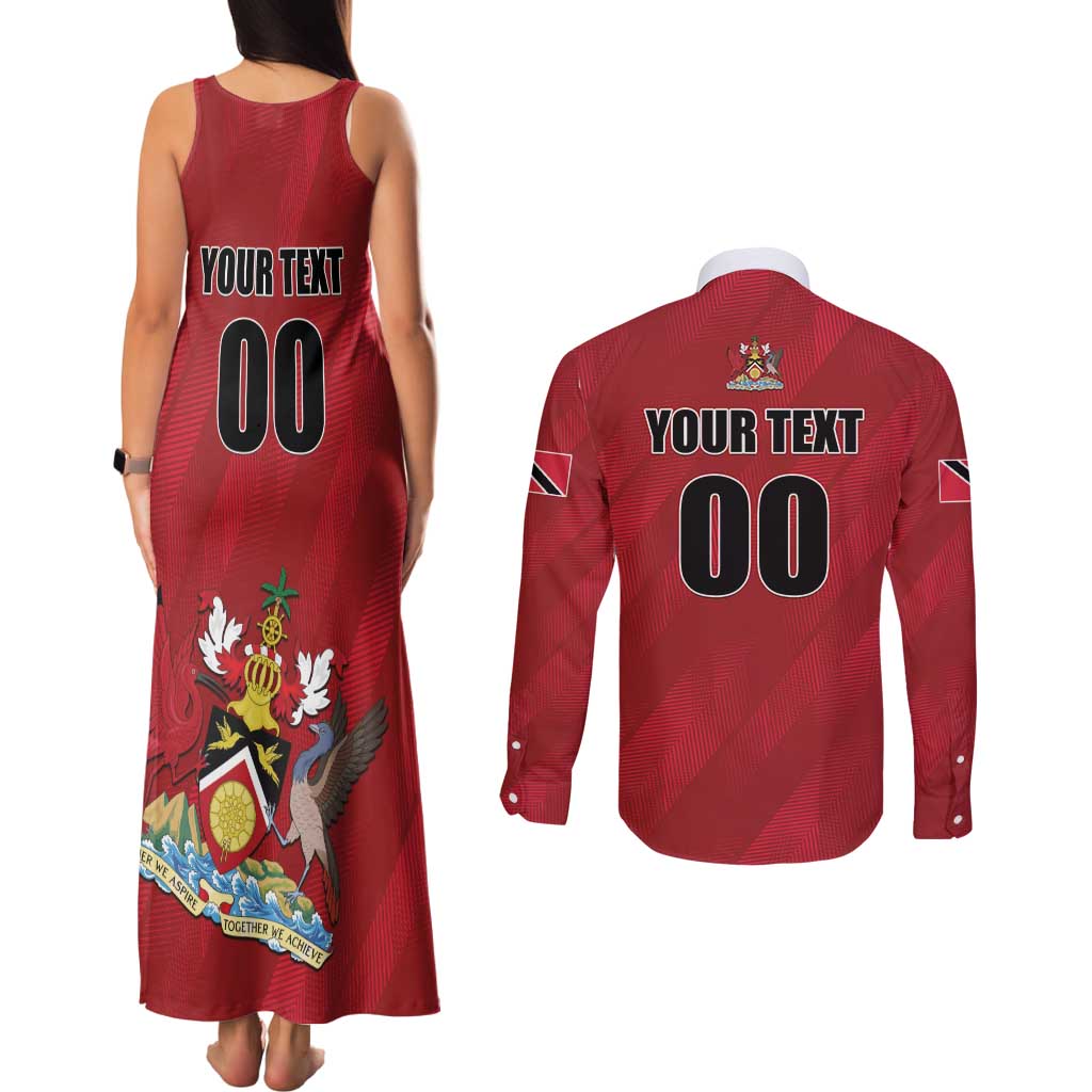 Custom Trinidad and Tobago Rugby Couples Matching Tank Maxi Dress and Long Sleeve Button Shirt Come On Calypso Warriors