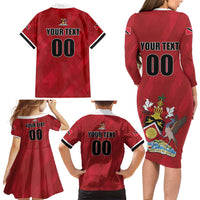 Custom Trinidad and Tobago Rugby Family Matching Long Sleeve Bodycon Dress and Hawaiian Shirt Come On Calypso Warriors