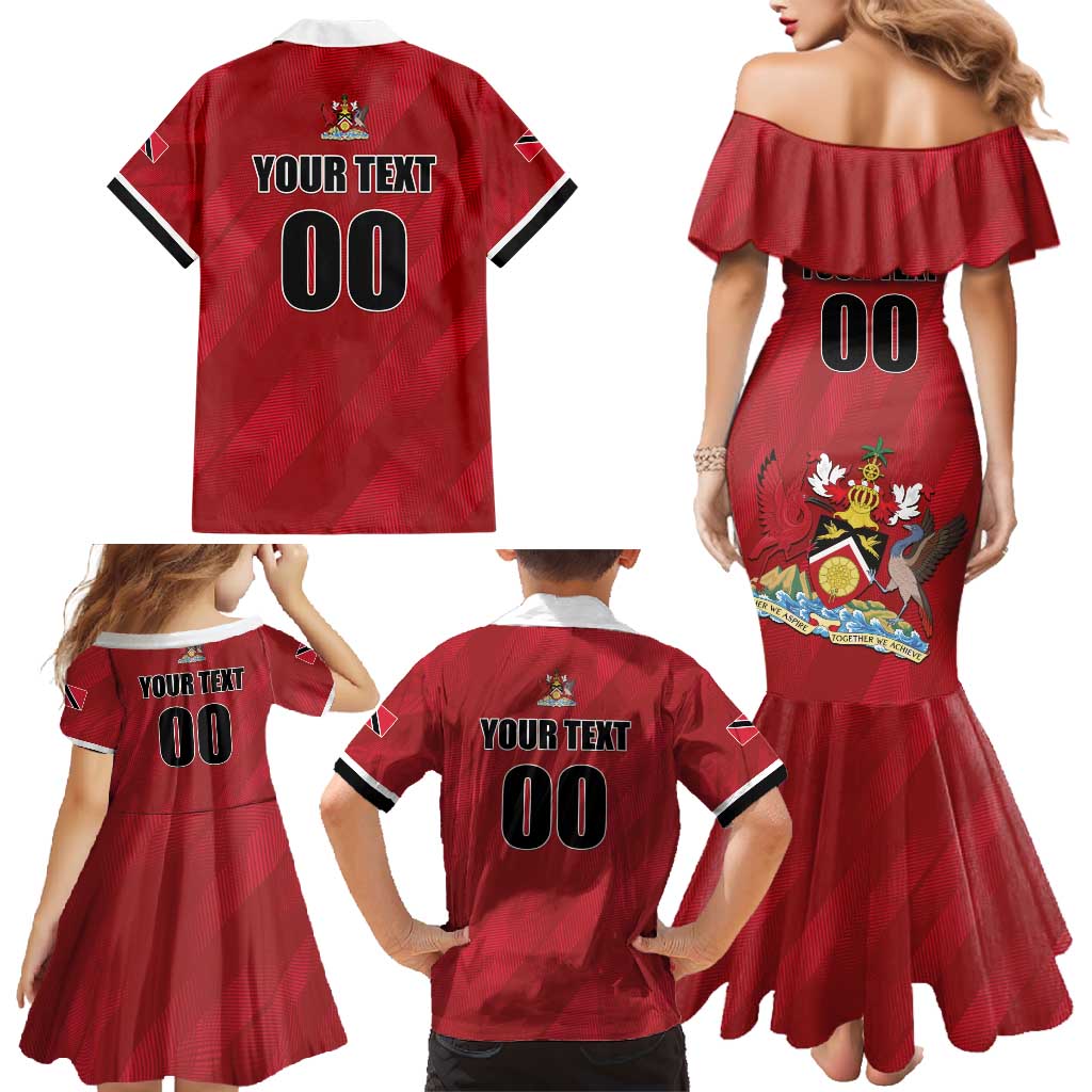 Custom Trinidad and Tobago Rugby Family Matching Mermaid Dress and Hawaiian Shirt Come On Calypso Warriors