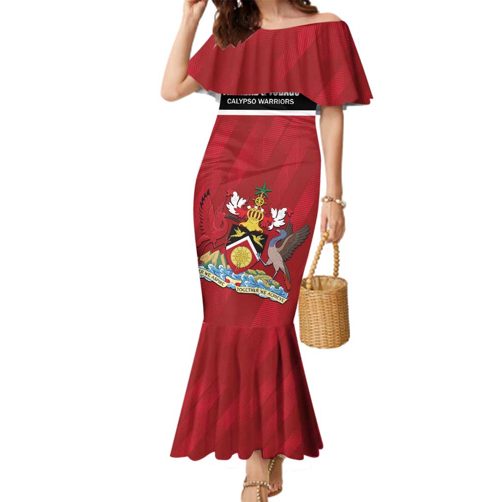 Custom Trinidad and Tobago Rugby Family Matching Mermaid Dress and Hawaiian Shirt Come On Calypso Warriors