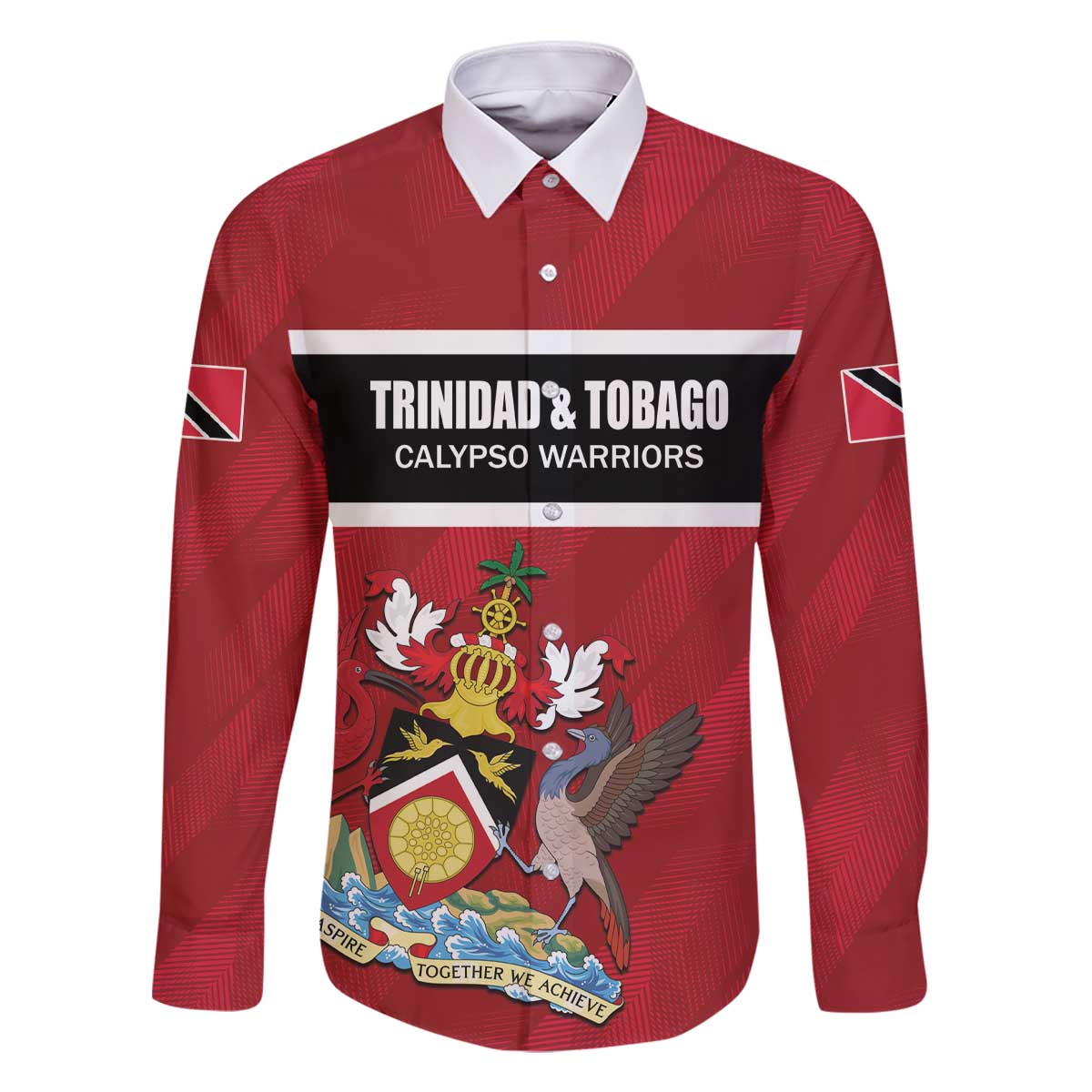 Custom Trinidad and Tobago Rugby Family Matching Off The Shoulder Long Sleeve Dress and Hawaiian Shirt Come On Calypso Warriors