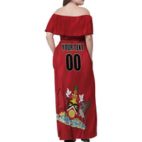 Custom Trinidad and Tobago Rugby Family Matching Off Shoulder Maxi Dress and Hawaiian Shirt Come On Calypso Warriors