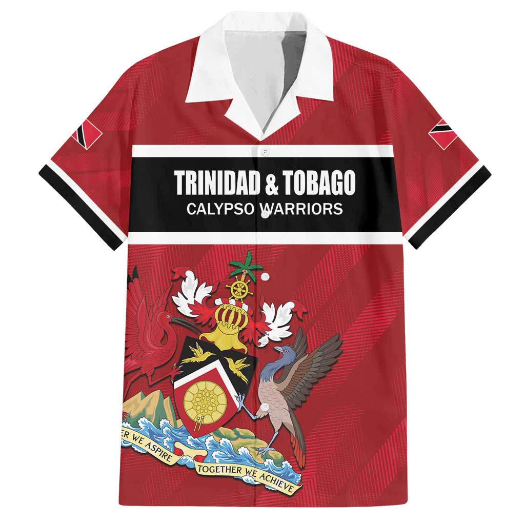 Custom Trinidad and Tobago Rugby Family Matching Off Shoulder Short Dress and Hawaiian Shirt Come On Calypso Warriors