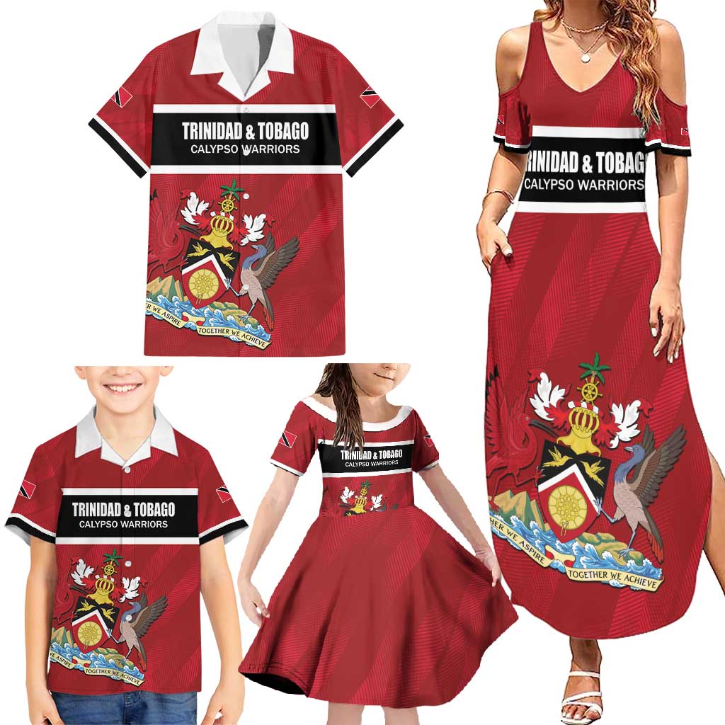 Custom Trinidad and Tobago Rugby Family Matching Summer Maxi Dress and Hawaiian Shirt Come On Calypso Warriors