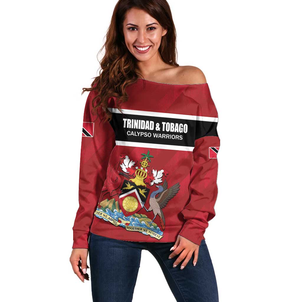 Custom Trinidad and Tobago Rugby Off Shoulder Sweater Come On Calypso Warriors
