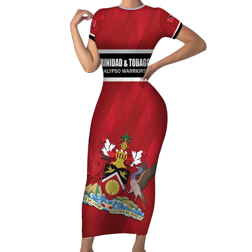 Custom Trinidad and Tobago Rugby Short Sleeve Bodycon Dress Come On Calypso Warriors