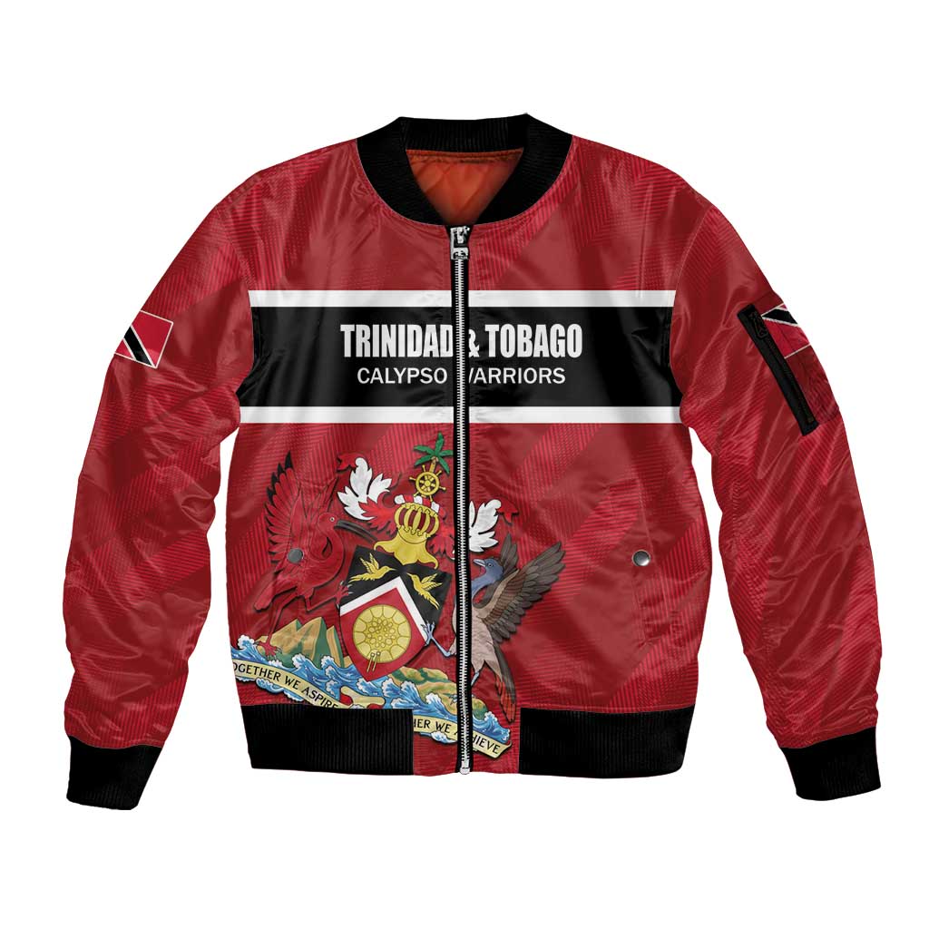 Custom Trinidad and Tobago Rugby Sleeve Zip Bomber Jacket Come On Calypso Warriors