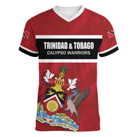 Custom Trinidad and Tobago Rugby Women V-Neck T-Shirt Come On Calypso Warriors