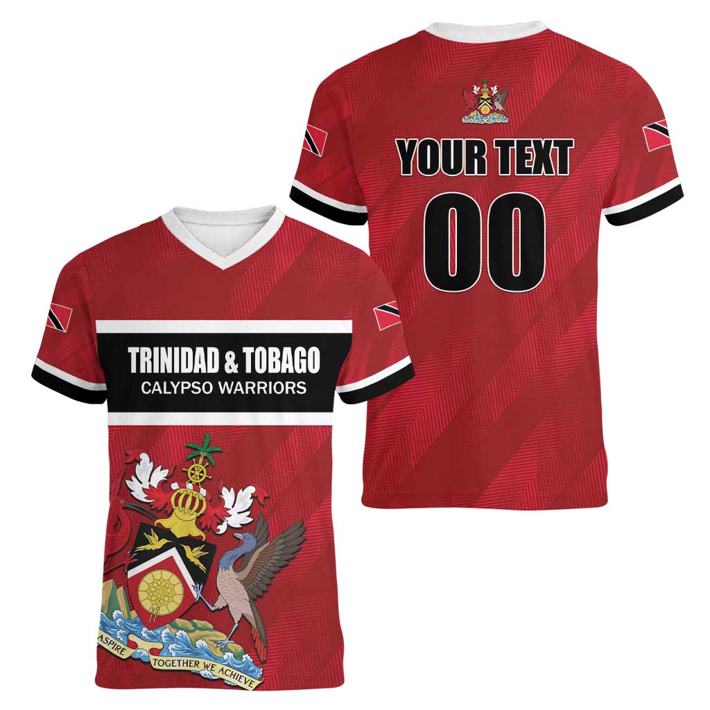 Custom Trinidad and Tobago Rugby Women V-Neck T-Shirt Come On Calypso Warriors