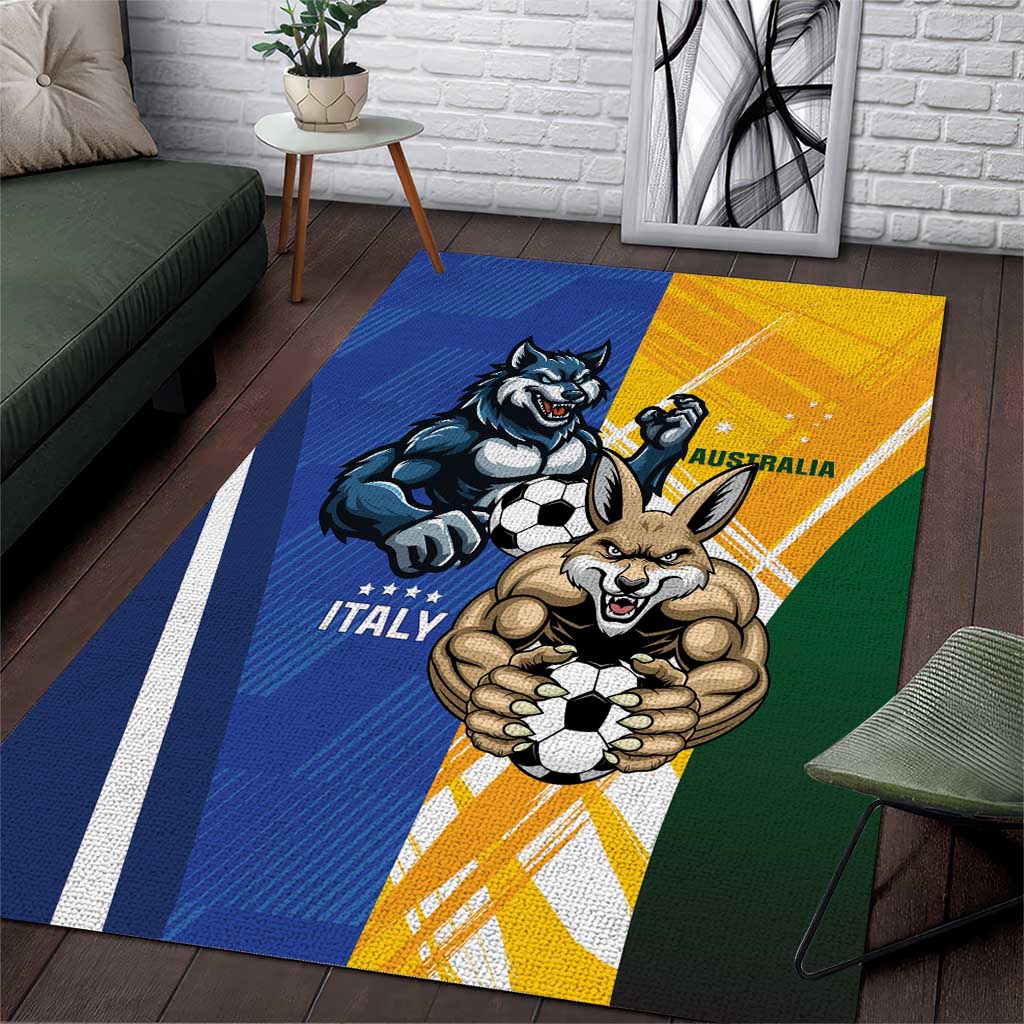 Italy And Australia Soccer Area Rug Gli Azzurri Vs Socceroos