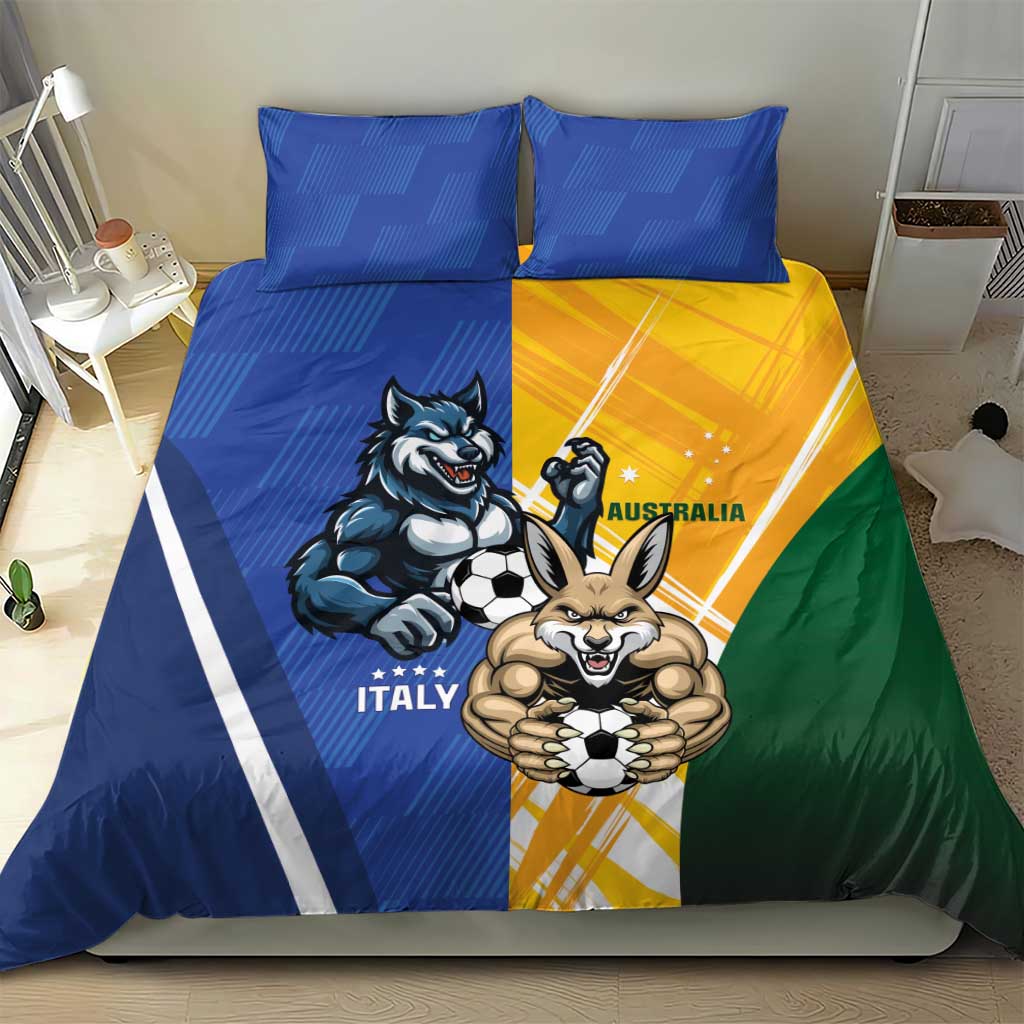 Italy And Australia Soccer Bedding Set Gli Azzurri Vs Socceroos