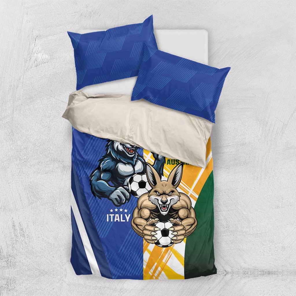 Italy And Australia Soccer Bedding Set Gli Azzurri Vs Socceroos