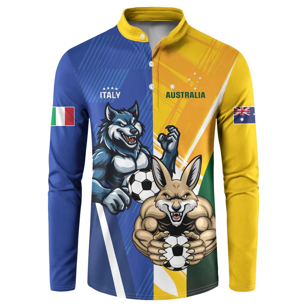 Custom Italy And Australia Soccer Button Sweatshirt Gli Azzurri Vs Socceroos