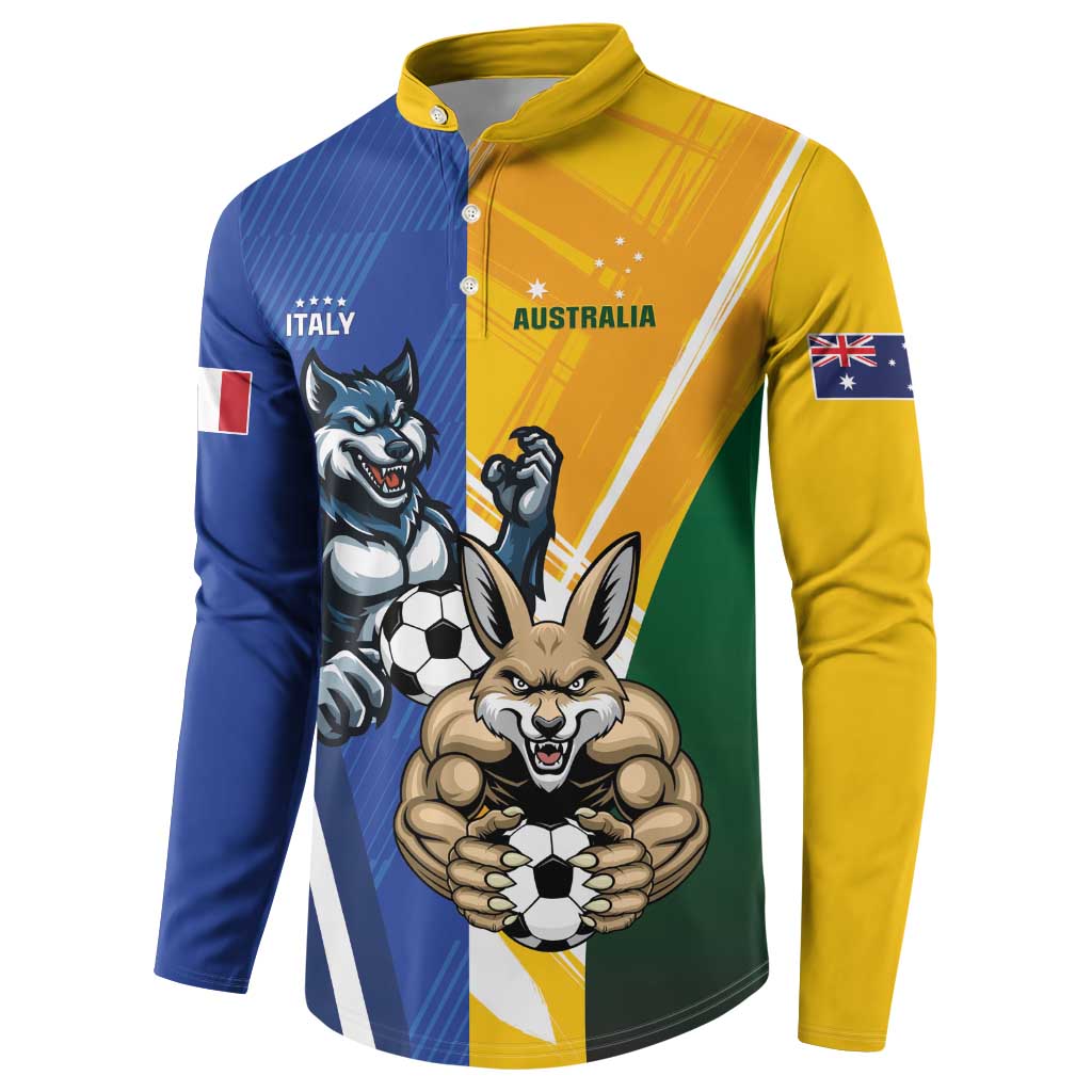 Custom Italy And Australia Soccer Button Sweatshirt Gli Azzurri Vs Socceroos