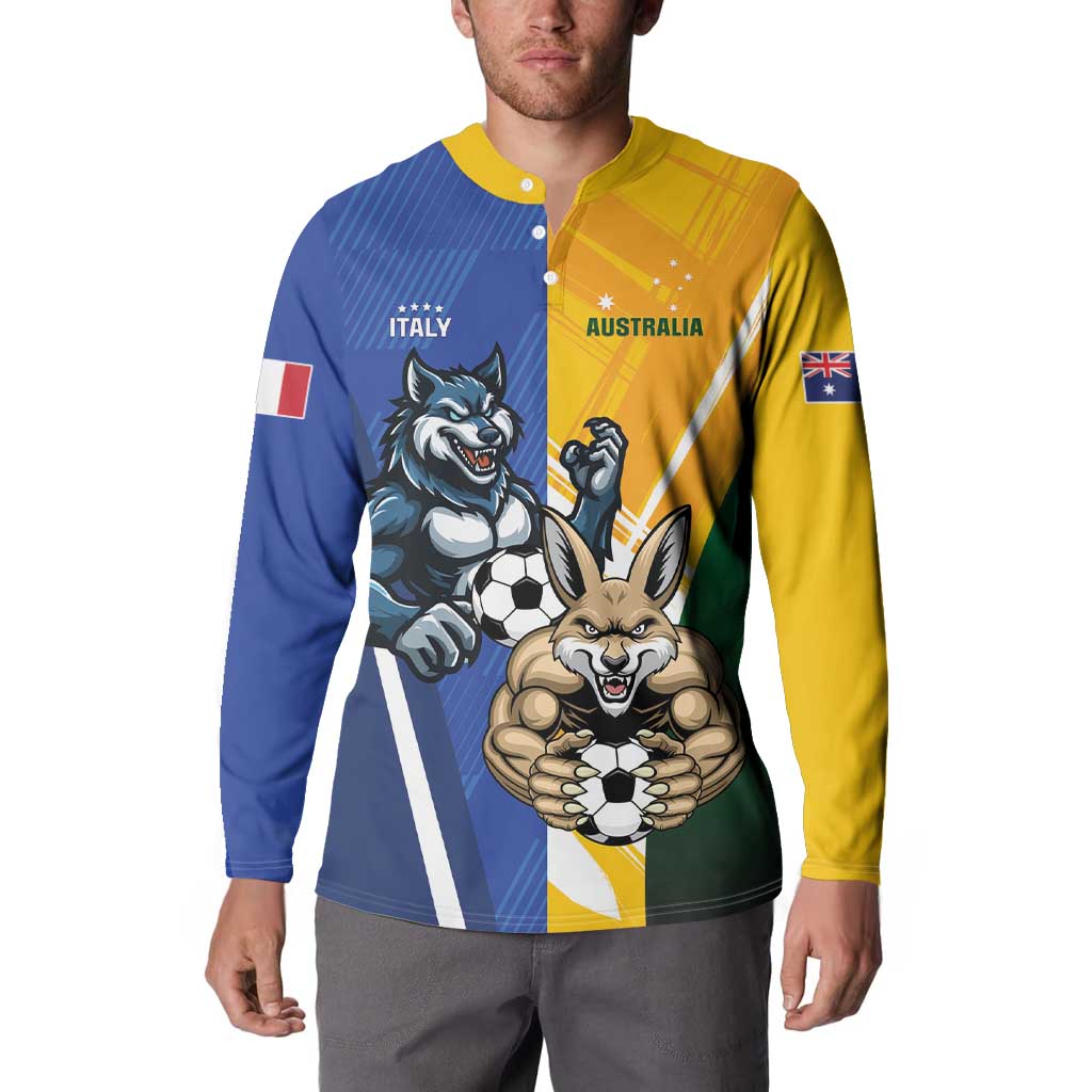 Custom Italy And Australia Soccer Button Sweatshirt Gli Azzurri Vs Socceroos