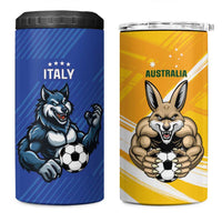 Custom Italy And Australia Soccer 4 in 1 Can Cooler Tumbler Gli Azzurri Vs Socceroos