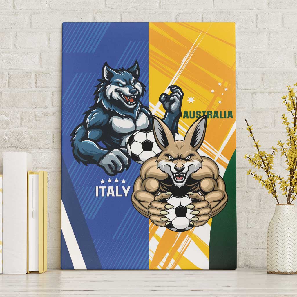 Italy And Australia Soccer Canvas Wall Art Gli Azzurri Vs Socceroos
