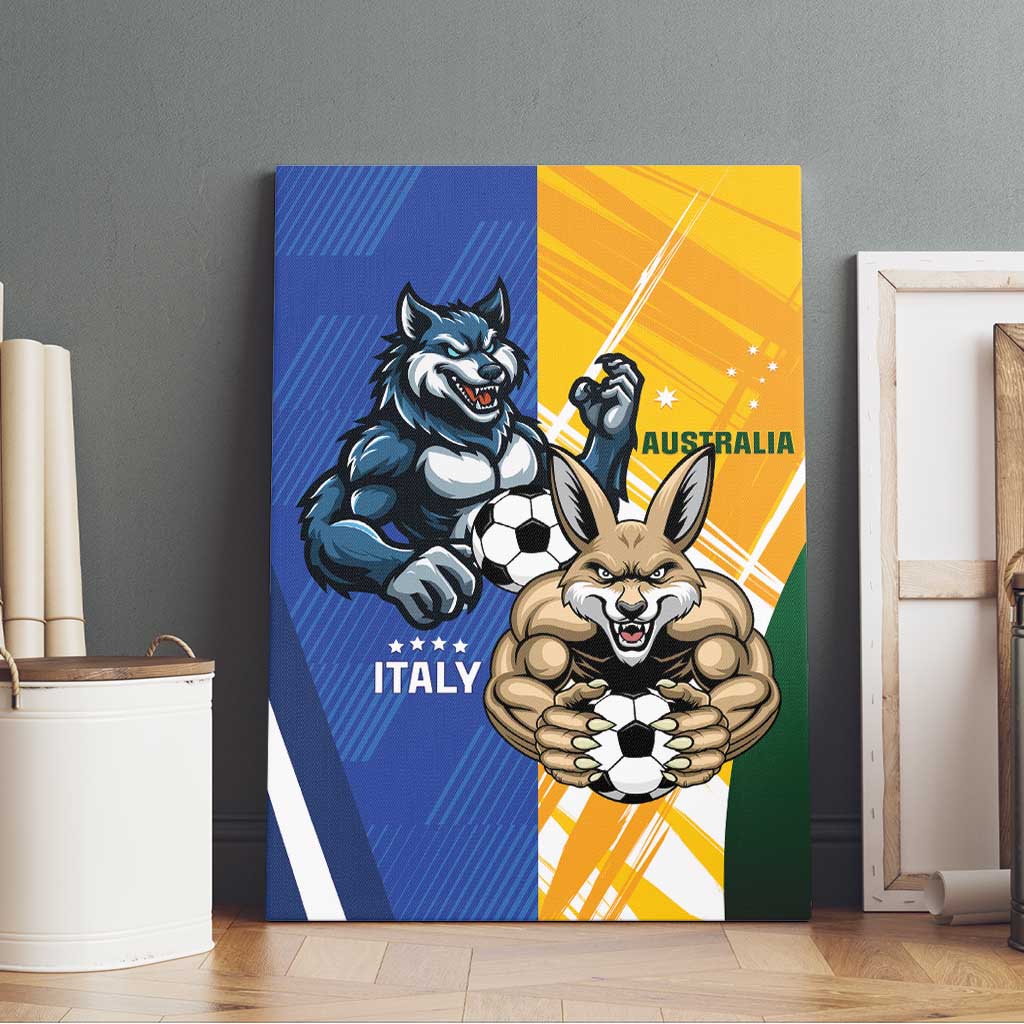 Italy And Australia Soccer Canvas Wall Art Gli Azzurri Vs Socceroos