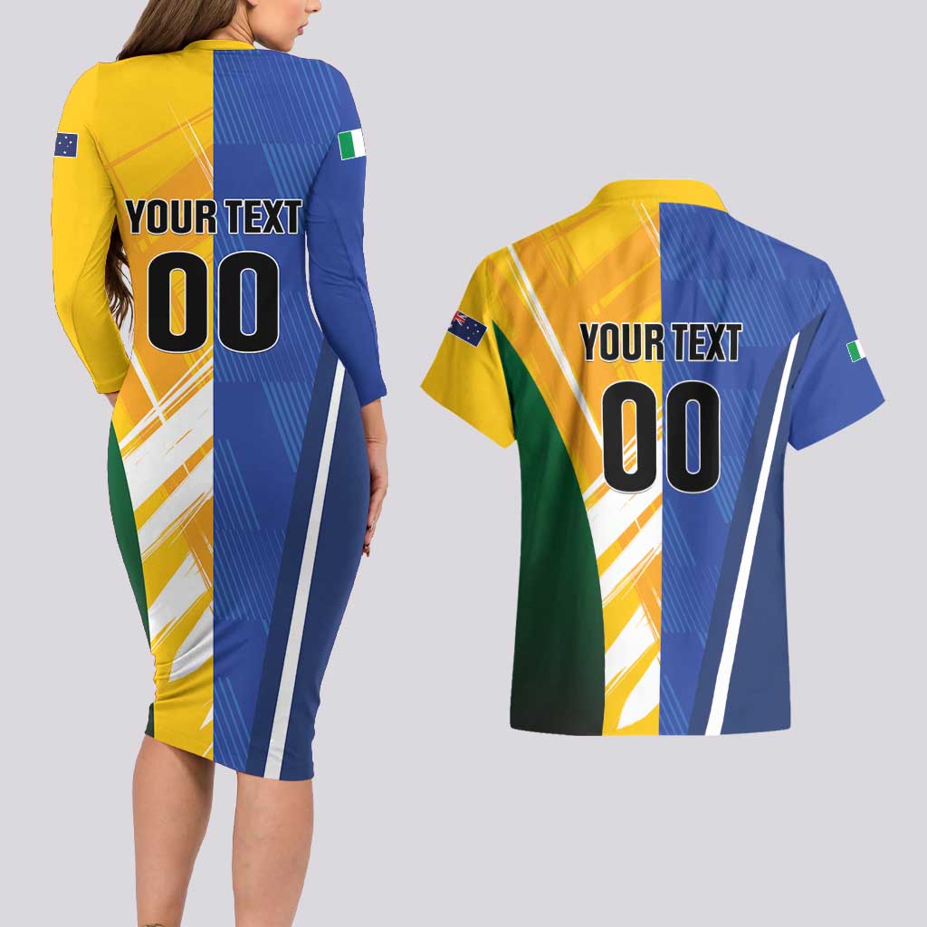 Custom Italy And Australia Soccer Couples Matching Long Sleeve Bodycon Dress and Hawaiian Shirt Gli Azzurri Vs Socceroos