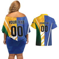 Custom Italy And Australia Soccer Couples Matching Off Shoulder Short Dress and Hawaiian Shirt Gli Azzurri Vs Socceroos