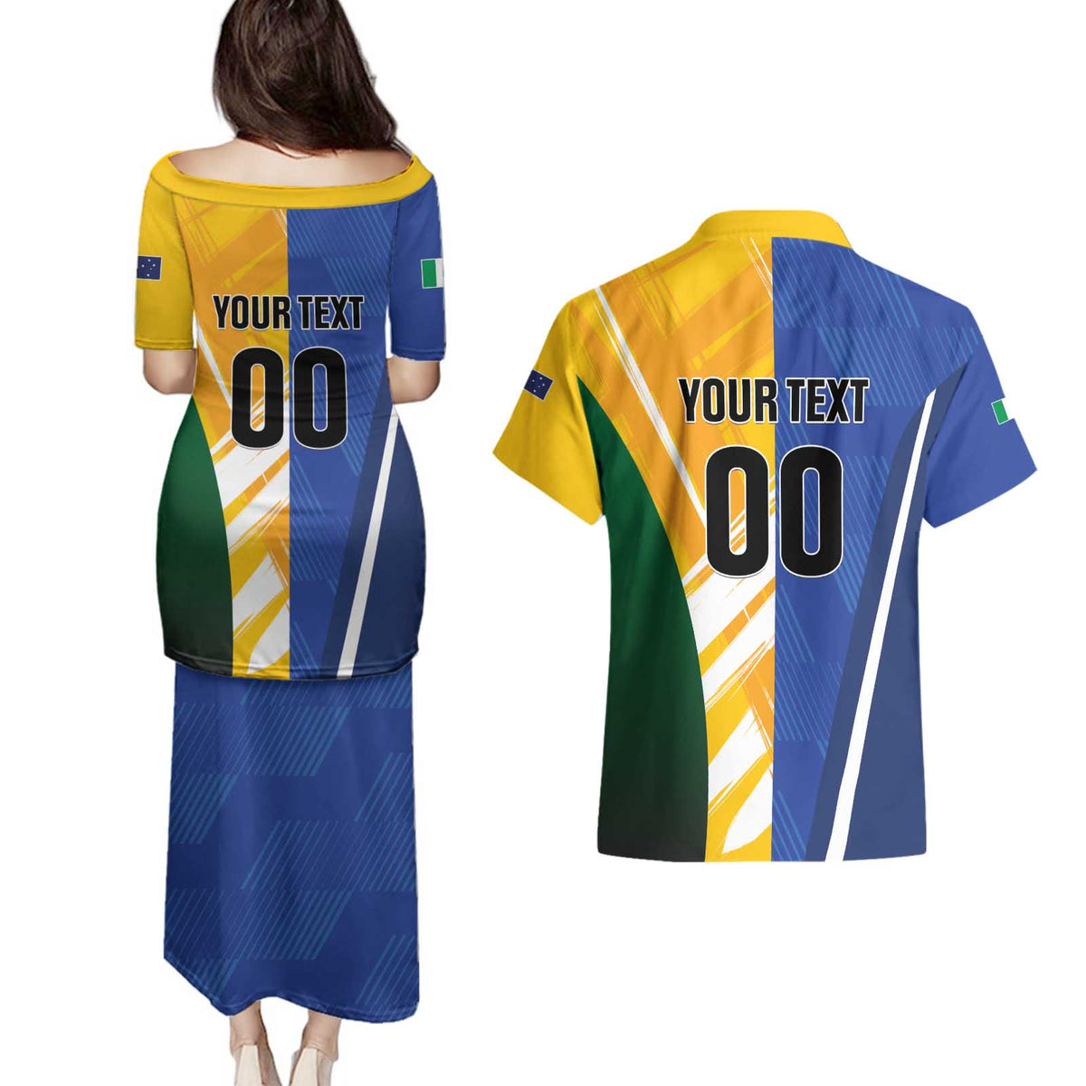 Custom Italy And Australia Soccer Couples Matching Puletasi and Hawaiian Shirt Gli Azzurri Vs Socceroos