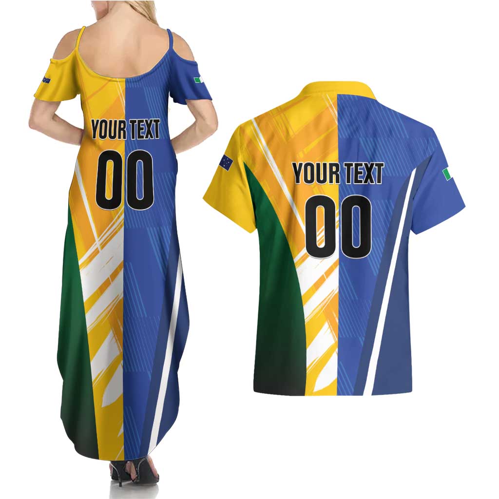 Custom Italy And Australia Soccer Couples Matching Summer Maxi Dress and Hawaiian Shirt Gli Azzurri Vs Socceroos