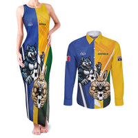 Custom Italy And Australia Soccer Couples Matching Tank Maxi Dress and Long Sleeve Button Shirt Gli Azzurri Vs Socceroos