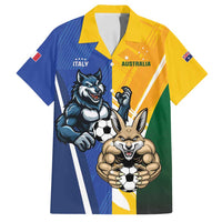 Custom Italy And Australia Soccer Family Matching Long Sleeve Bodycon Dress and Hawaiian Shirt Gli Azzurri Vs Socceroos