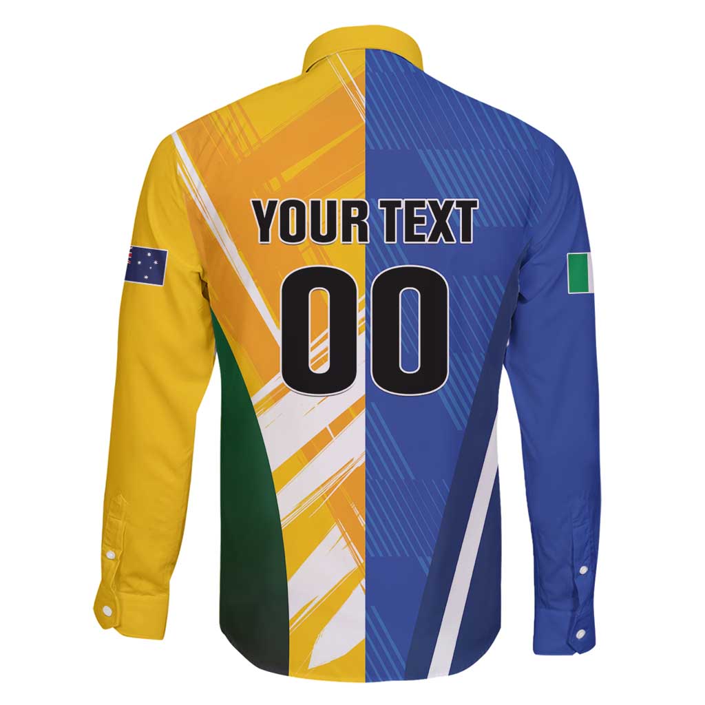 Custom Italy And Australia Soccer Family Matching Long Sleeve Bodycon Dress and Hawaiian Shirt Gli Azzurri Vs Socceroos