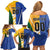 Custom Italy And Australia Soccer Family Matching Off Shoulder Short Dress and Hawaiian Shirt Gli Azzurri Vs Socceroos