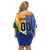 Custom Italy And Australia Soccer Family Matching Off Shoulder Short Dress and Hawaiian Shirt Gli Azzurri Vs Socceroos